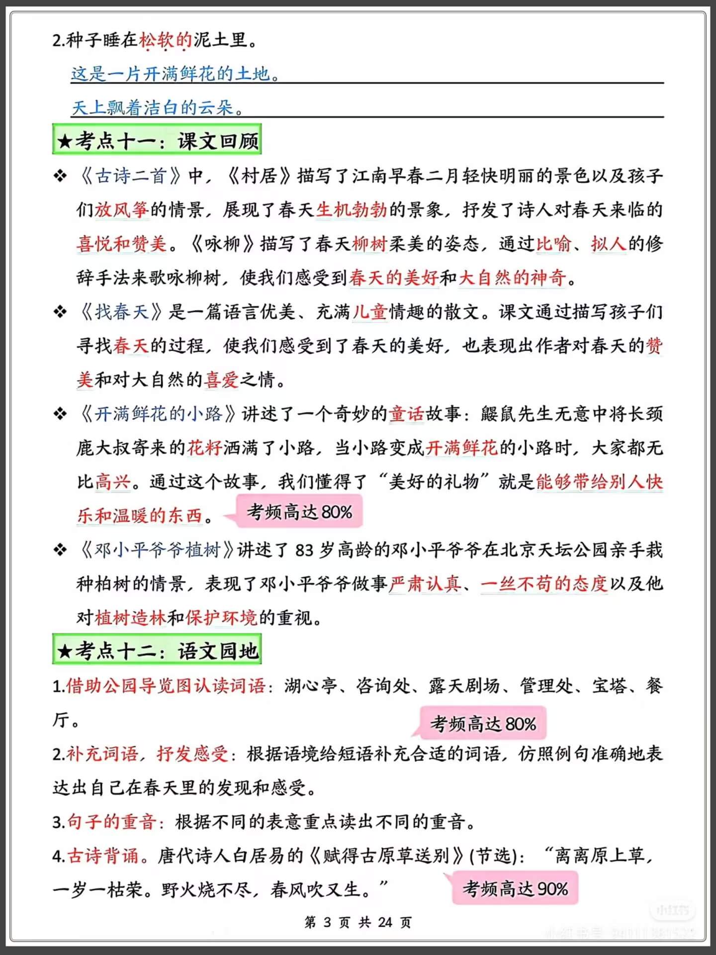 图片[3]燃梦学堂-中小学电子版资料下载：课件/试卷/教案/知识点全覆盖二年级下册语文1-8单元高频考点总结燃梦学堂-中小学电子版资料下载：课件/试卷/教案/知识点全覆盖燃梦学堂